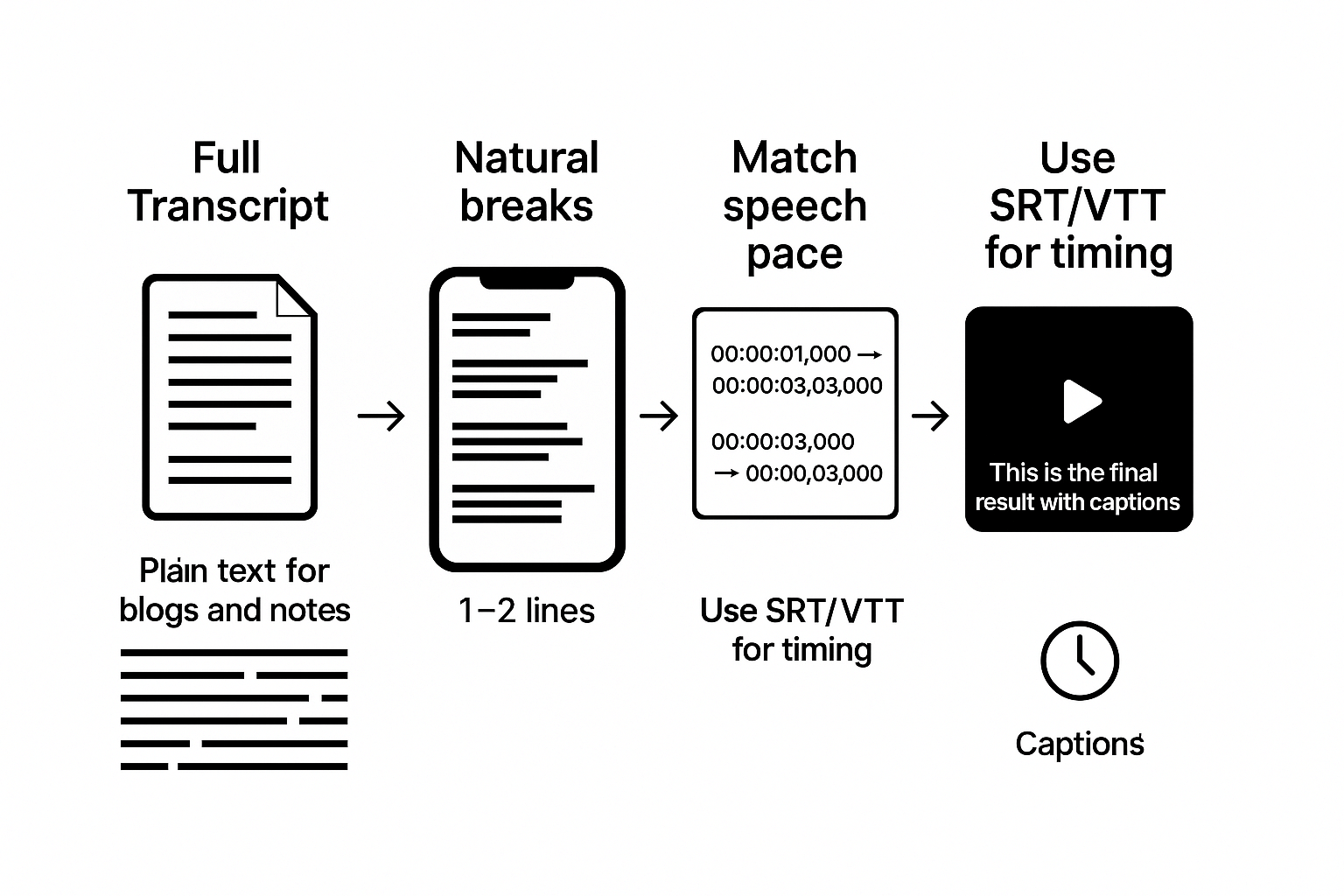 transcribe tiktok video workflow into readable timed subtitles
