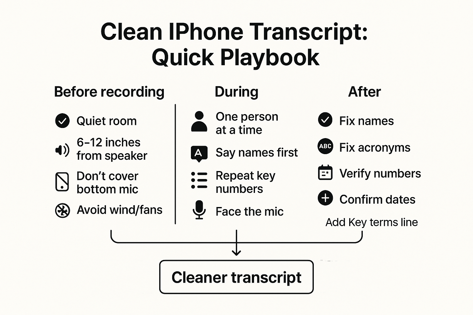 Checklist to improve how to record and transcribe on iPhone