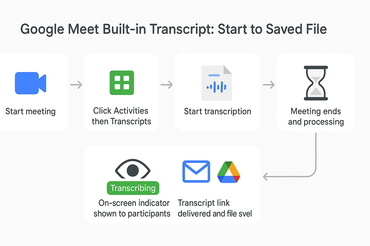 How to transcribe Google Meet built-in transcript workflow