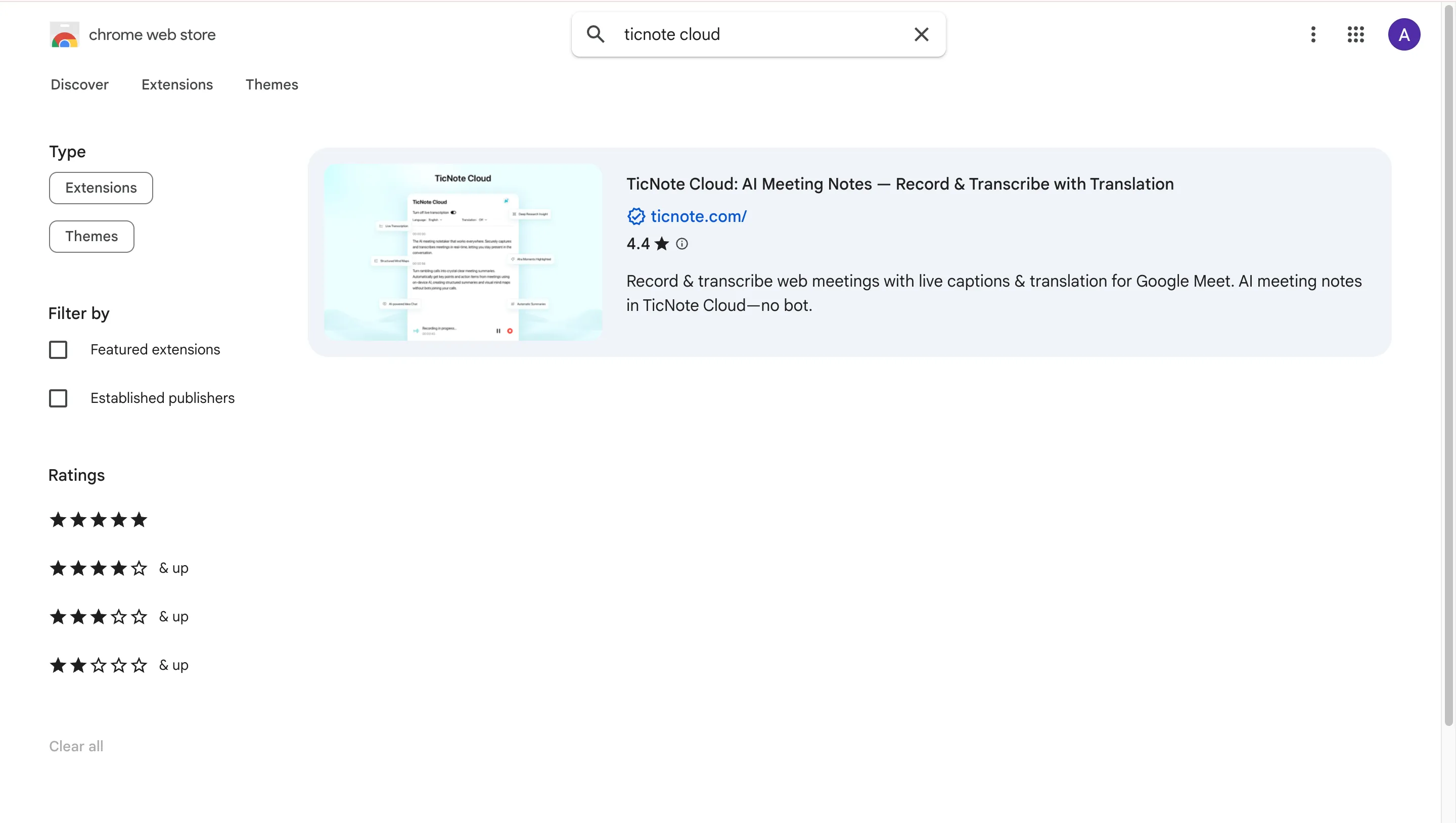 Search for the TicNote Cloud extension