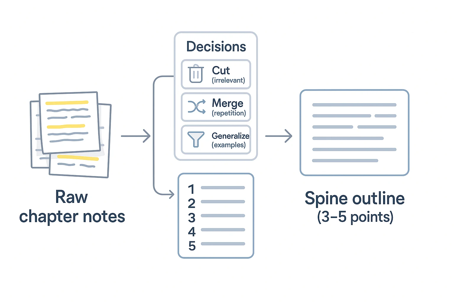 How to summarize a book outline workflow diagram