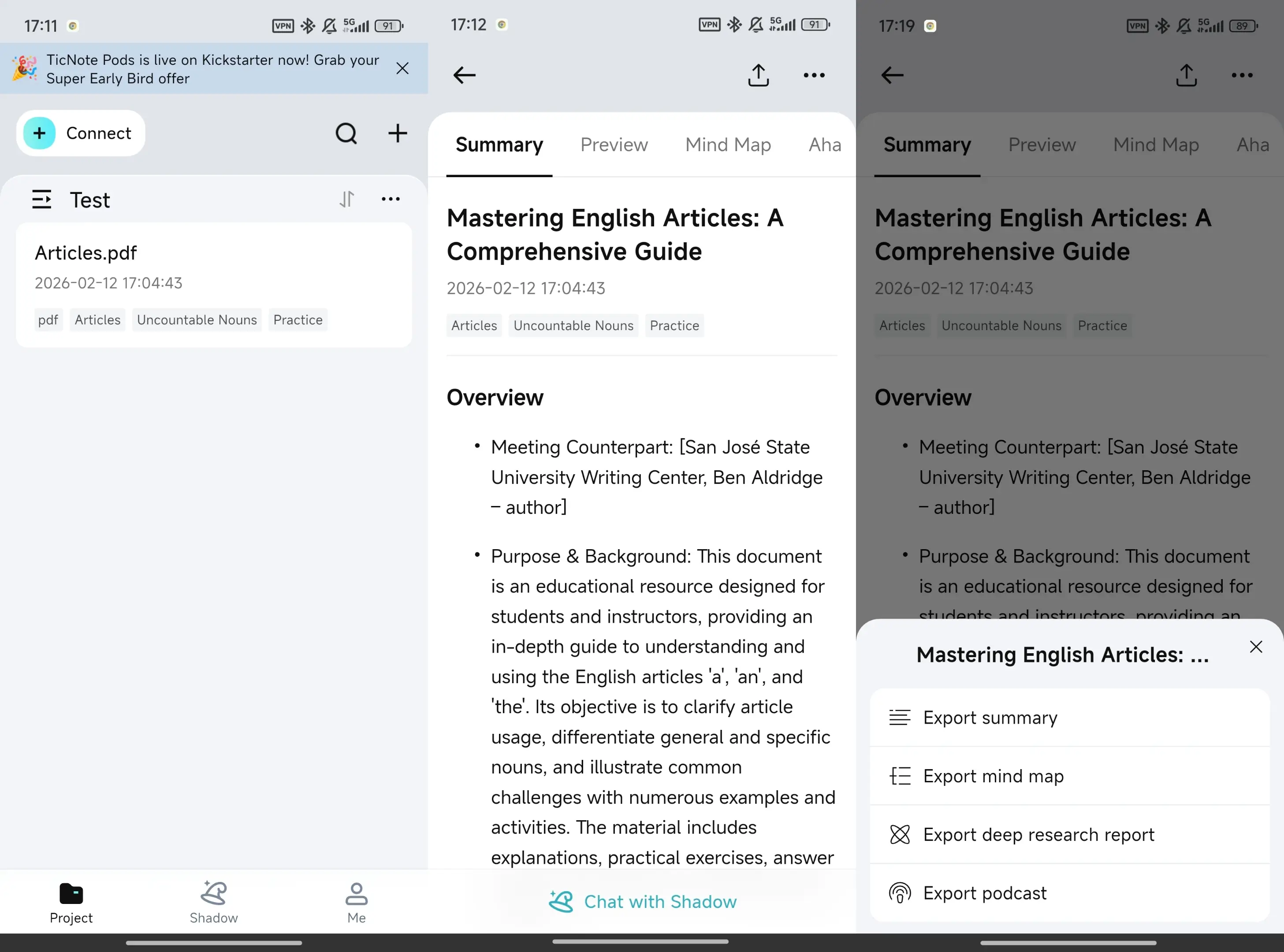 Export summary of the file on TicNote App Export summary of the file on TicNote App