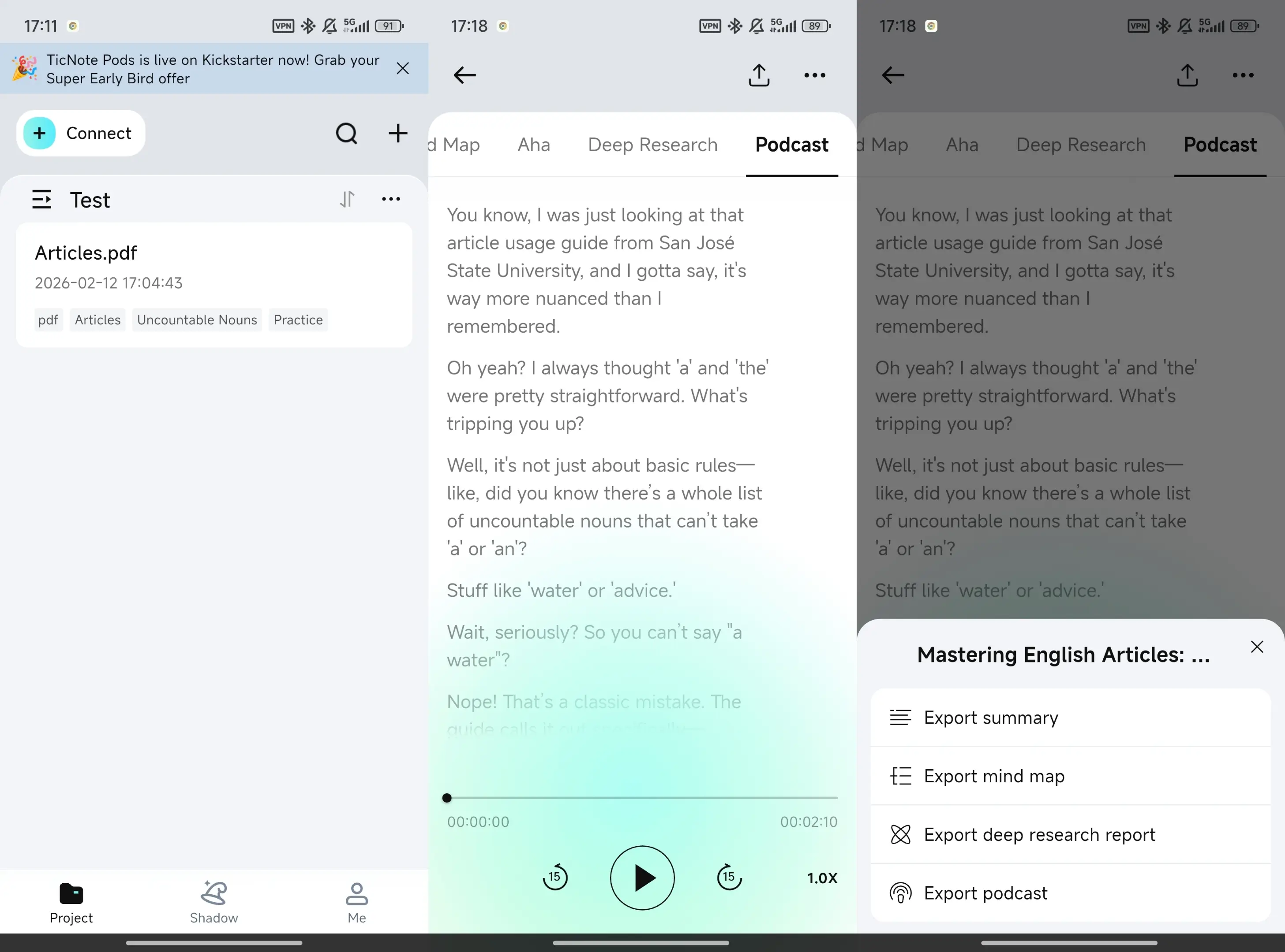 Generate podcast and export as different format