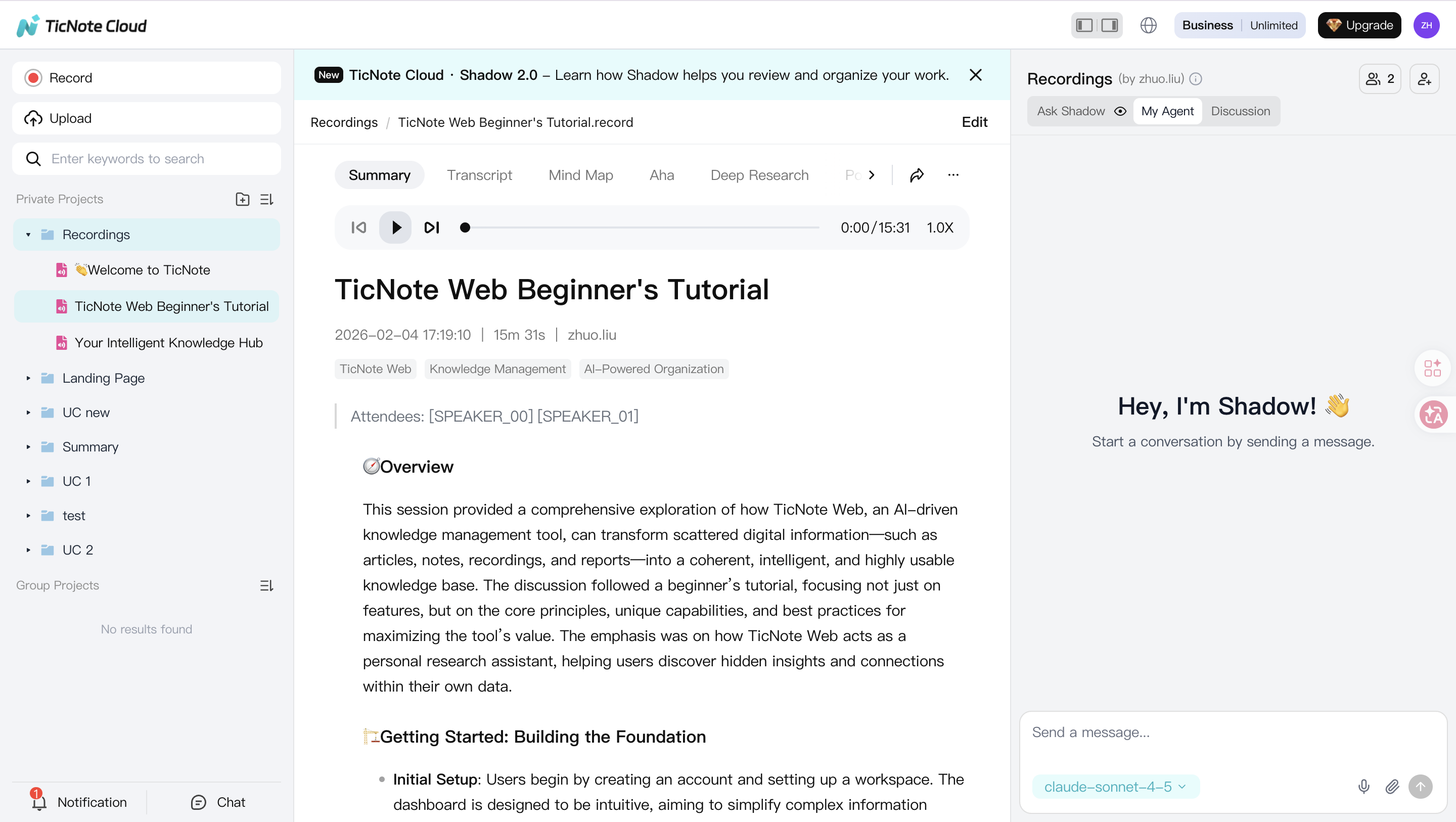 TicNote Cloud Interface