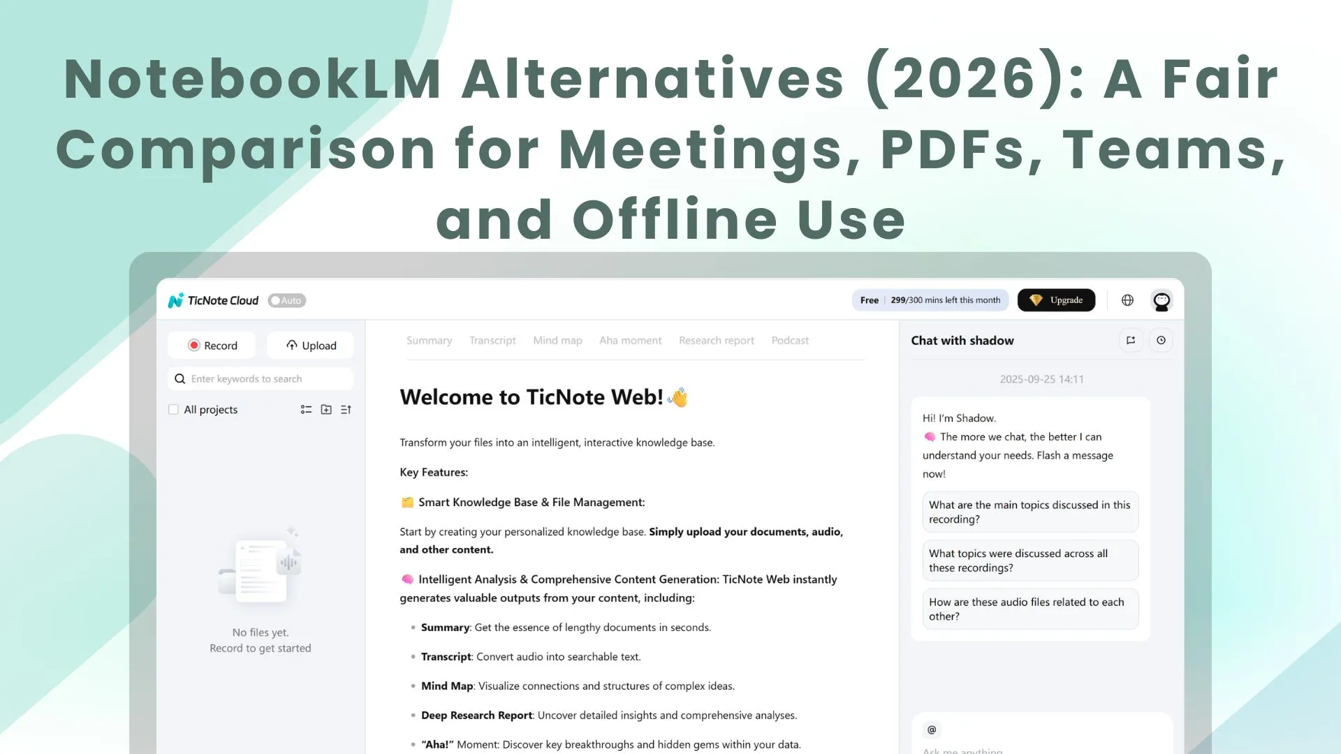 NotebookLM Alternatives (2026): A Fair Comparison for Meetings, PDFs, Teams, and Offline Use