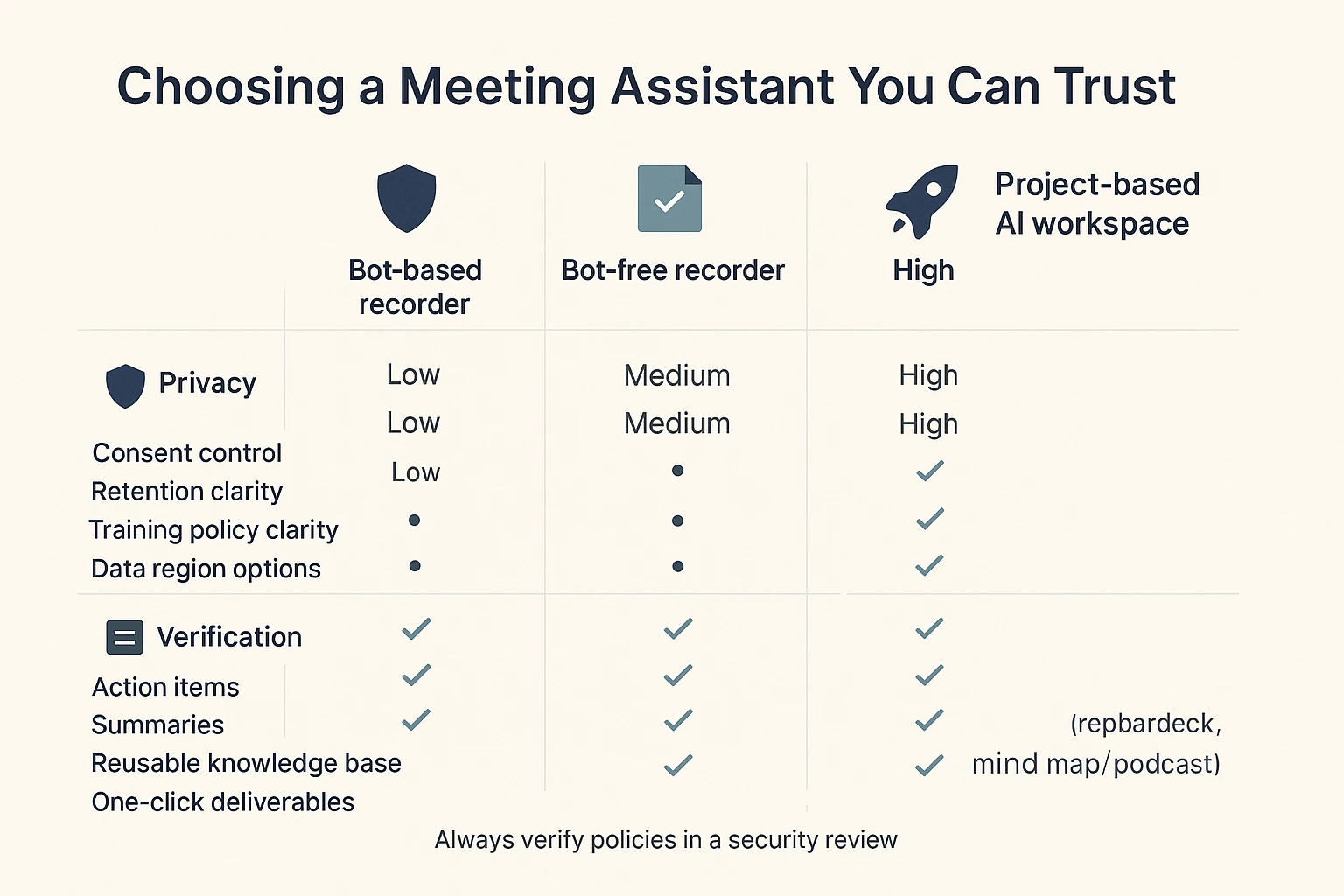 jamie ai alternative decision blocks: privacy, verification, outputs