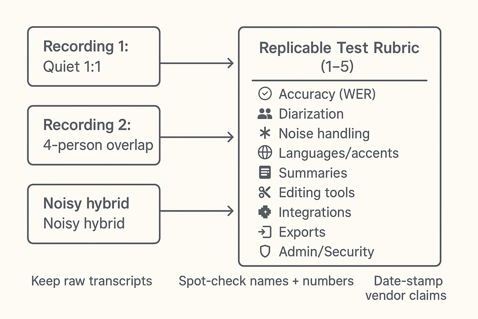 Rubric diagram for evaluating a notta alternative