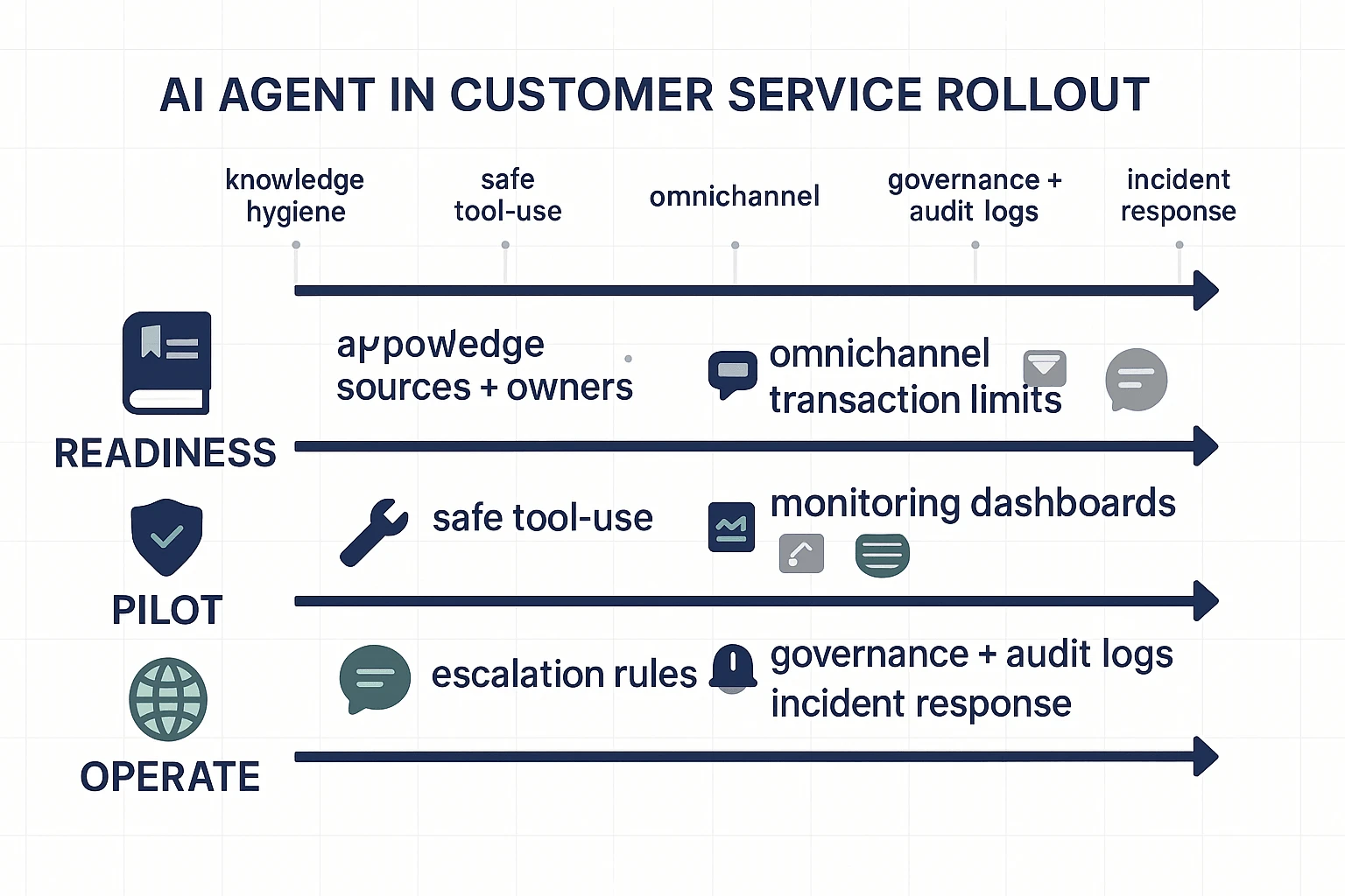 Phased rollout checklist for an AI agent for customer service
