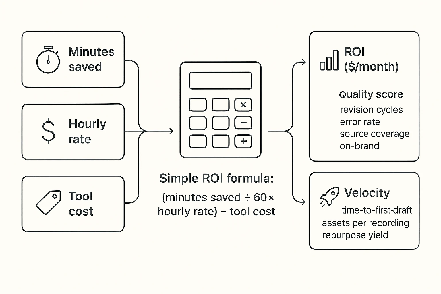 ROI, quality, and velocity metrics for ai agents for content creation