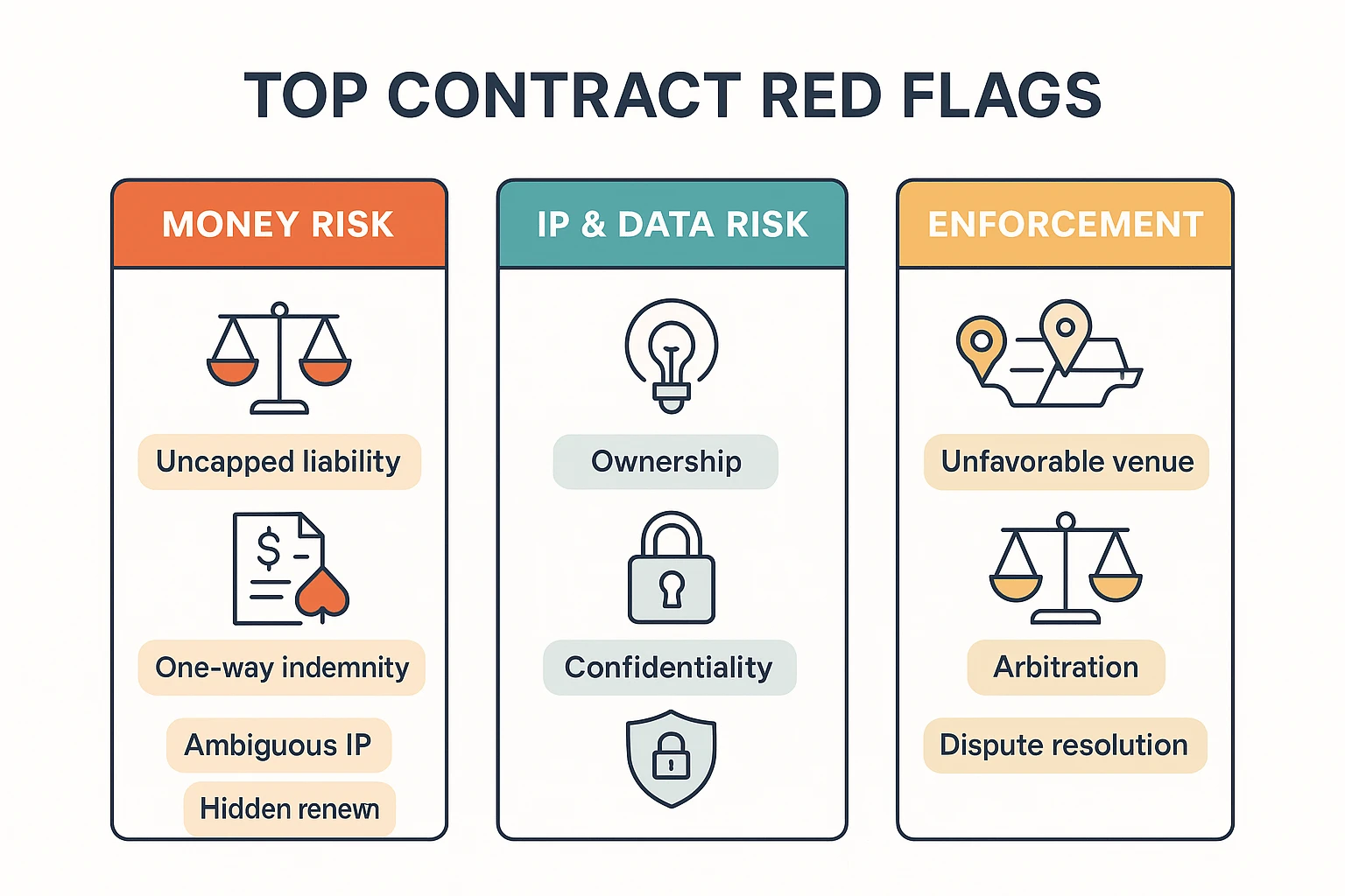 Contract review checklist red flags infographic Contract review checklist red flags infographic