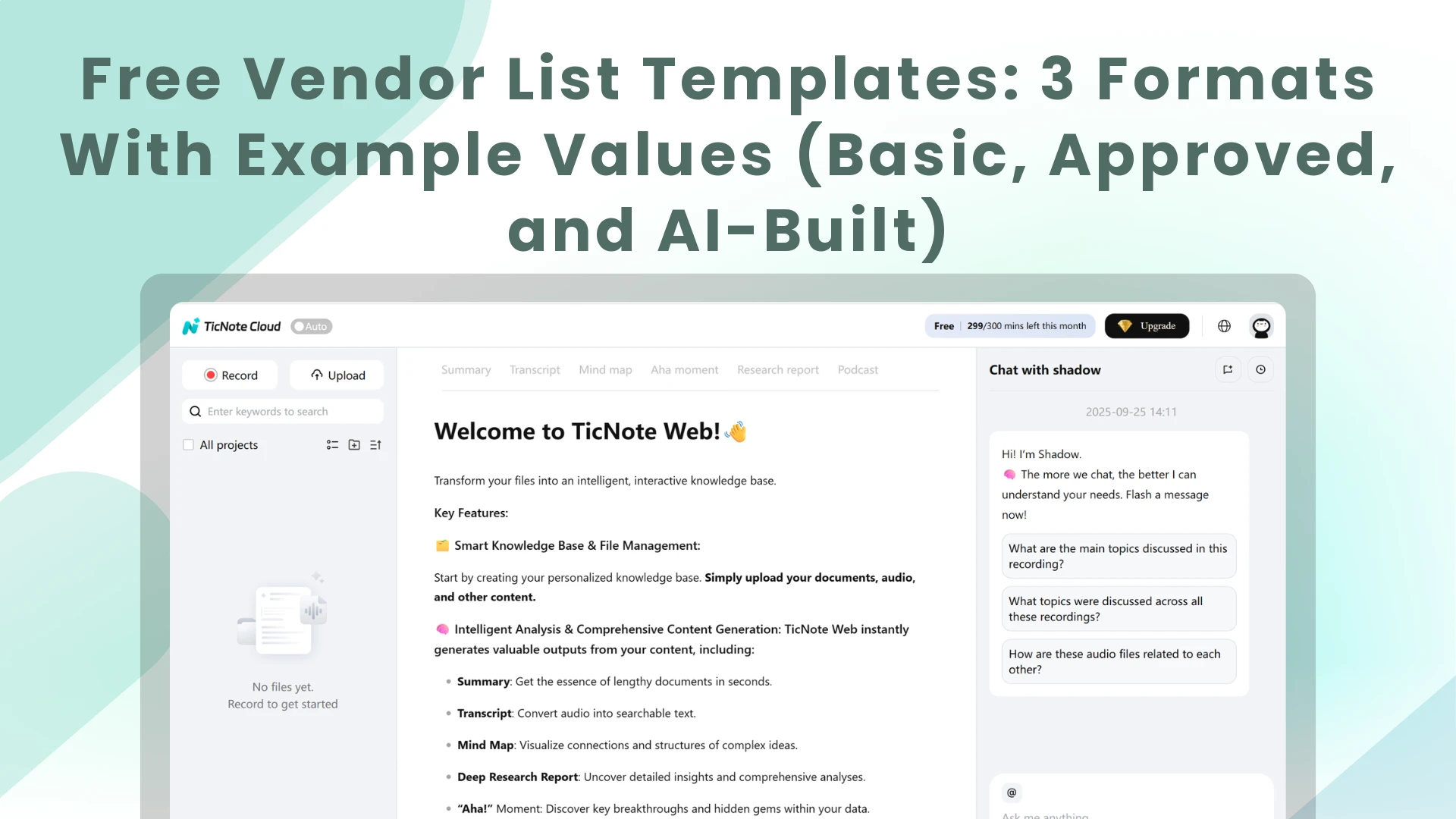 Free Vendor List Templates: 3 Formats With Example Values (Basic, Approved, and AI-Built) metaDescription: Download-free vendor list