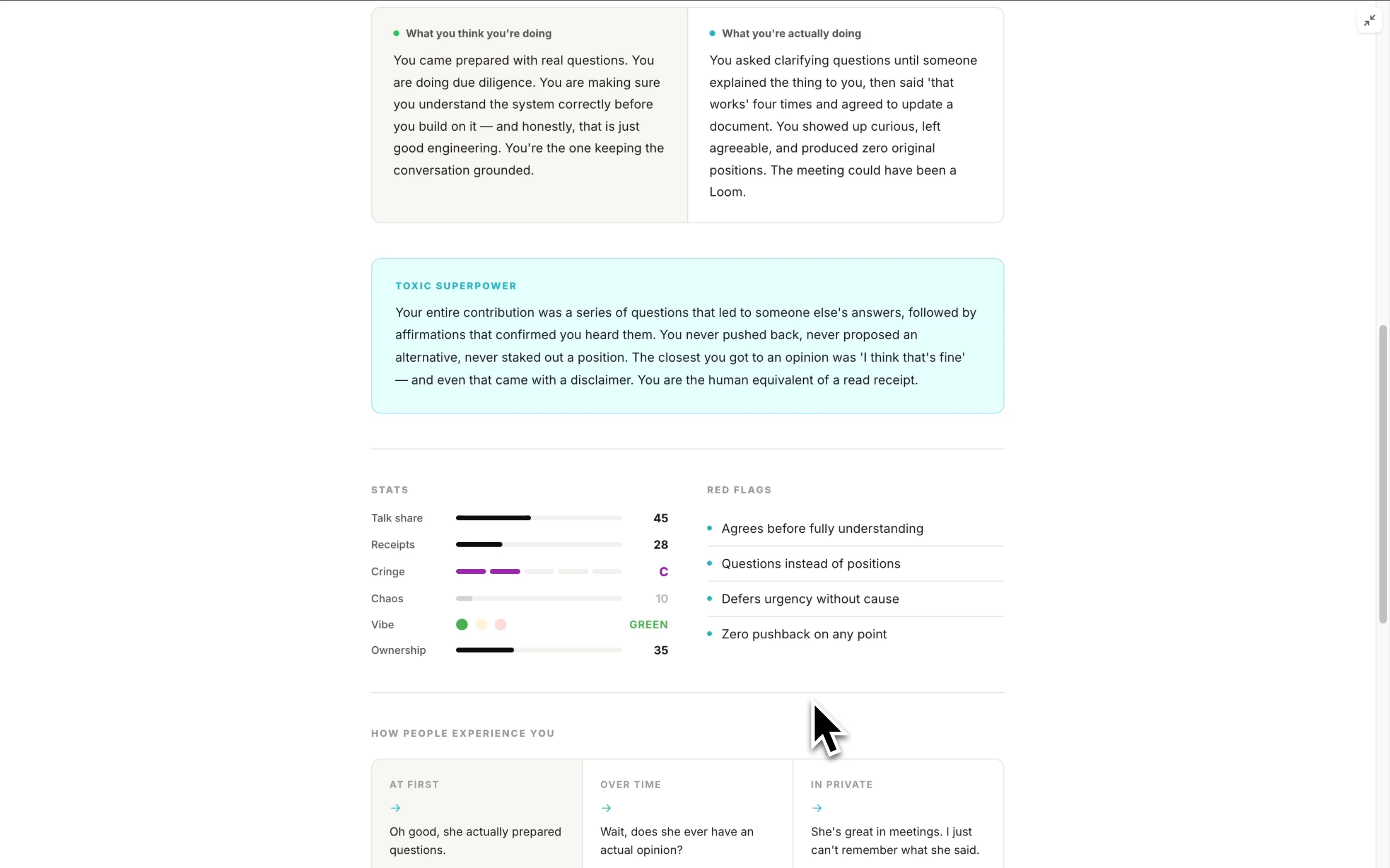 Meeting Personality Test full analysis with behavior stats and red flags Meeting Personality Test full analysis with behavior stats and red flags