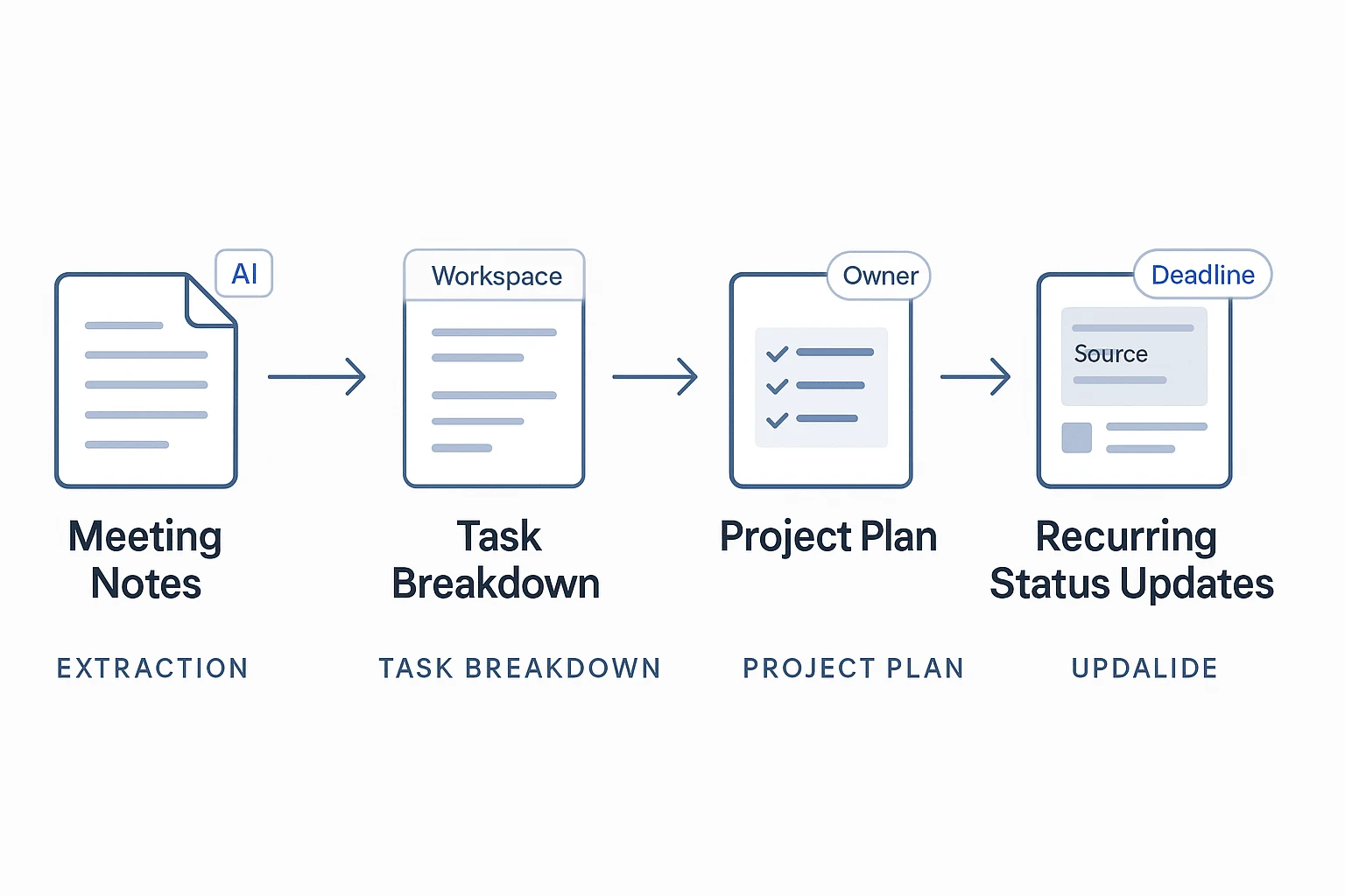 Meeting notes workflow for a project plan template