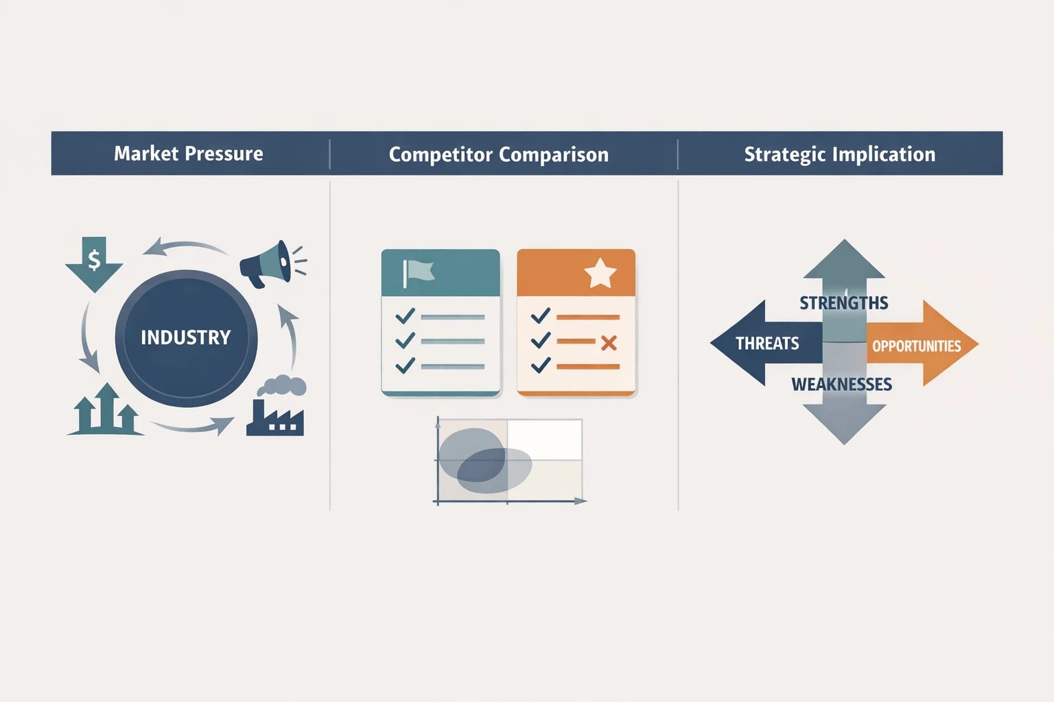 Competitive analysis framework models for different business questions